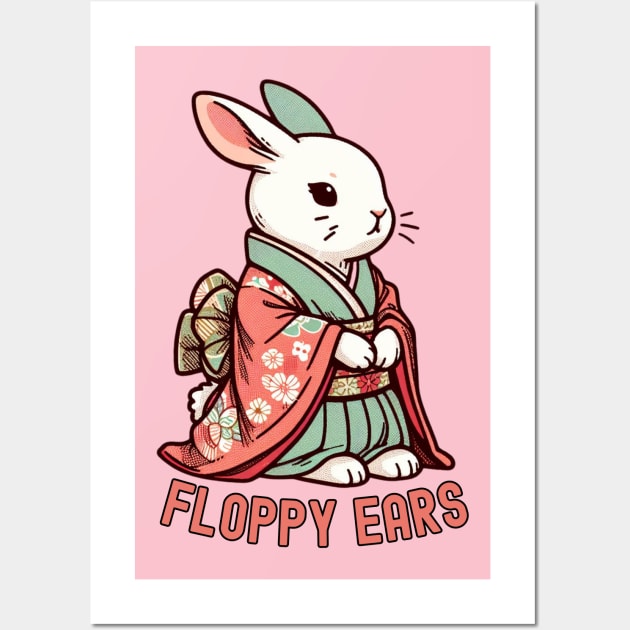 Cute rabbit wit kimono Wall Art by Japanese Fever